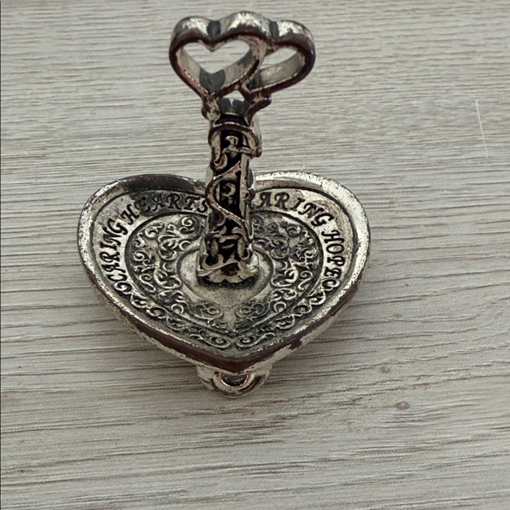 Vintage  Heart-Shaped Silver Ring Holder